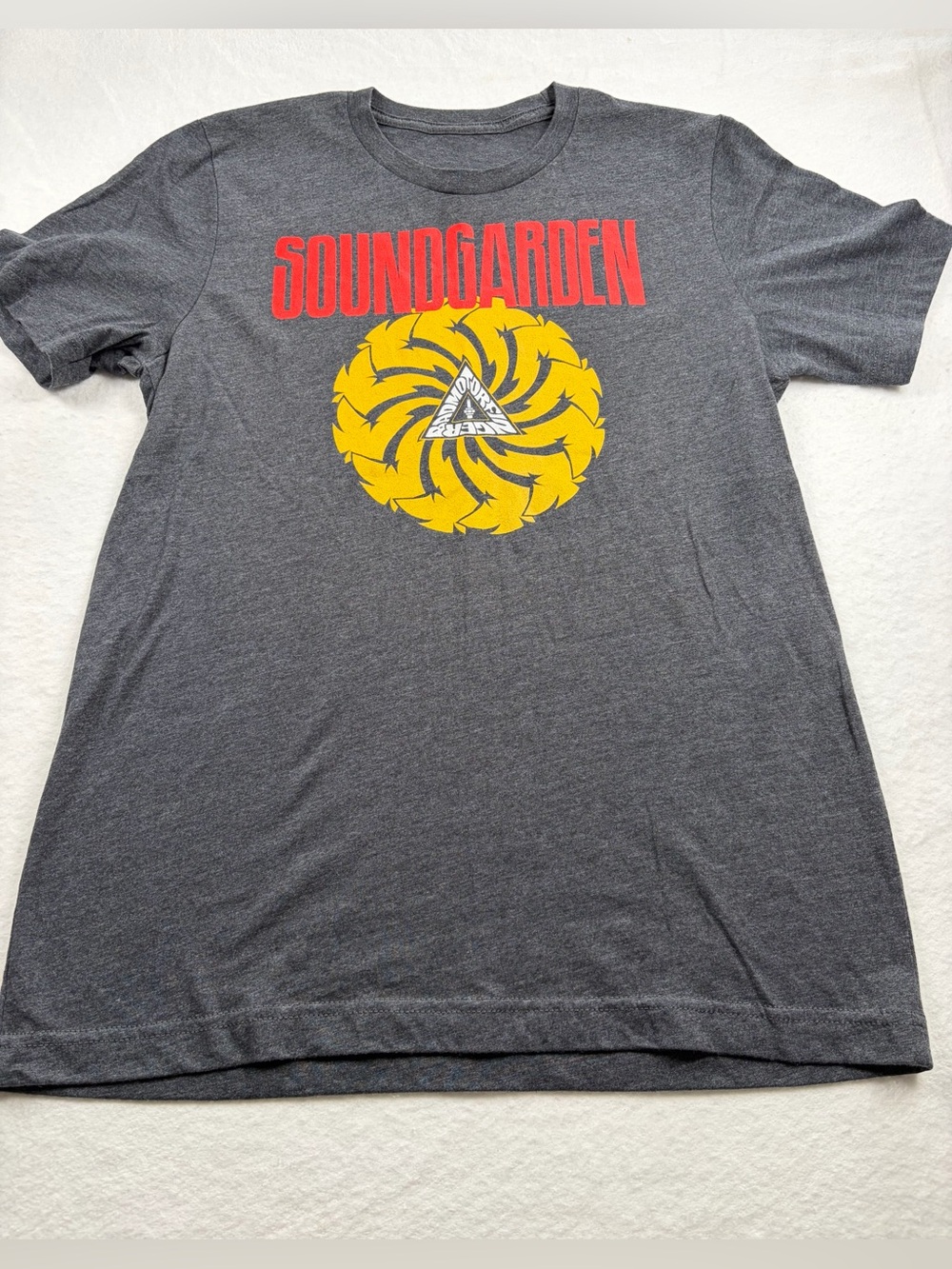 Soundgarden Men's Gray Graphic Band T-Shirt with Yellow Logo
